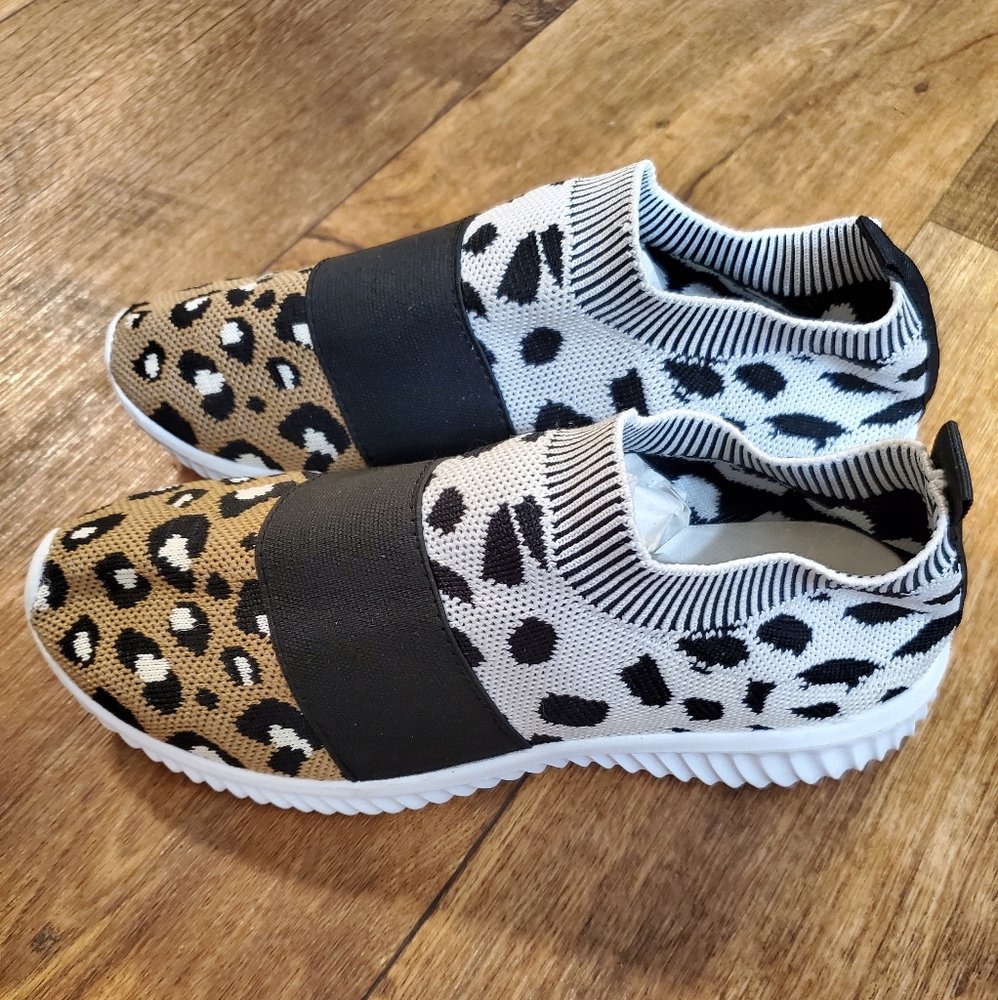 She & In Leopard print slip on athletic shoes
